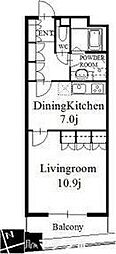 セイント橘 1DKの間取図画像