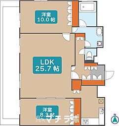 グラン・アベニュー名駅 2LDKの間取図画像