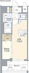 名古屋市北区若葉通1丁目マンション 1LDKの間取図画像
