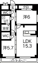 GRANDUKE丸田町 2LDKの間取図画像