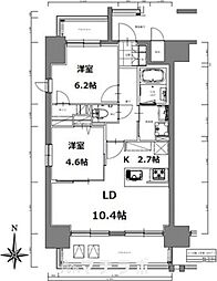S-RESIDENCE亀島駅前ブレイズ 2LDKの間取図画像