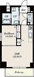 GRANDUKE千代田regaria 1LDKの間取図画像
