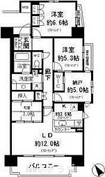 レジディア徳川 3LDKの間取図画像