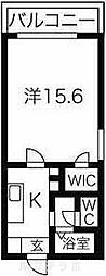 グランドエル志賀 1Kの間取図画像