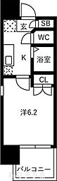 パルティール城西 1Kの間取図画像