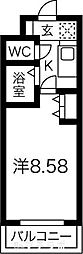 コーラル観月 1Kの間取図画像