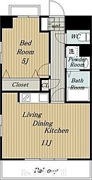 フォレスト9 1LDKの間取図画像