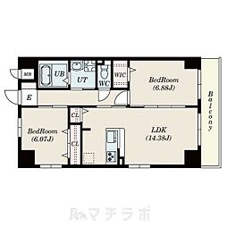 GRANDUKE高辻 2LDKの間取図画像