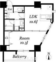 グラマシー城見通 1LDKの間取図画像