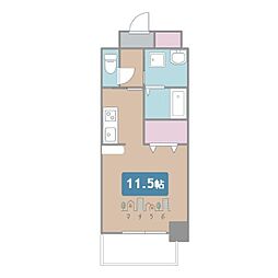 カゾーネアッソ ワンルームの間取図画像