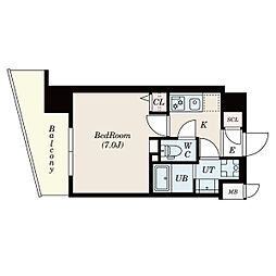 S-RESIDENCESENGENCHO 1Kの間取図画像