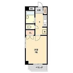 Kコート 1Kの間取図画像