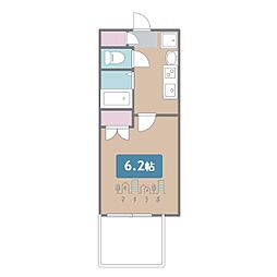 パルティール城西 1Kの間取図画像