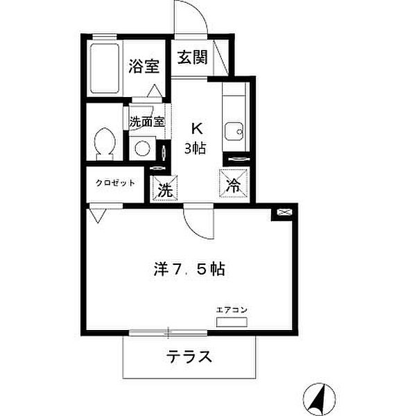 東京都東村山市恩多町3丁目(賃貸アパート1K・1階・25.57㎡)の写真 その2