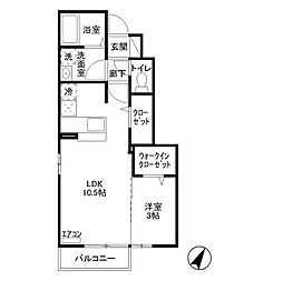 西武新宿線 東村山駅 徒歩10分の賃貸アパート 1階1LDKの間取り