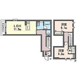 西武池袋線 秋津駅 徒歩12分の賃貸アパート 1階2LDKの間取り