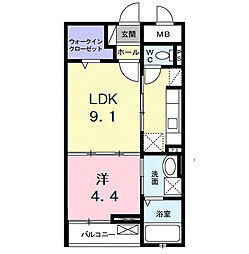 西武新宿線 花小金井駅 バス14分 前沢宿下車 徒歩1分の賃貸マンション 2階2Kの間取り