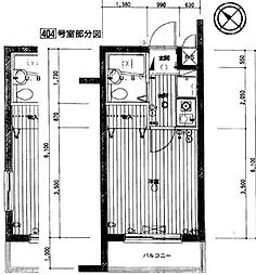 パークウェル田園調布 4階1Kの間取り