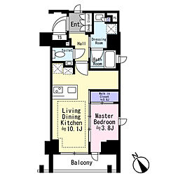 グレンドール五反田 1LDKの間取図画像