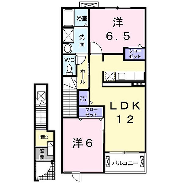 ＹａＭａＴｏ 202｜鳥取県倉吉市下余戸(賃貸アパート2LDK・2階・58.86㎡)の写真 その2
