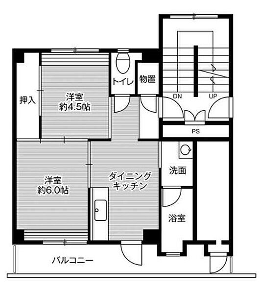 ビレッジハウス馬場1号棟 408｜鳥取県倉吉市馬場町(賃貸マンション2DK・4階・38.06㎡)の写真 その2