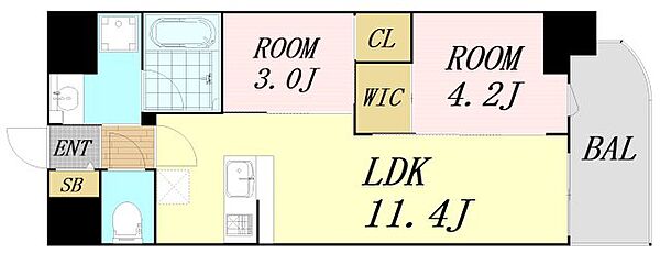 セレニテフラン梅田 ｜大阪府大阪市北区西天満6丁目(賃貸マンション2LDK・3階・43.94㎡)の写真 その2