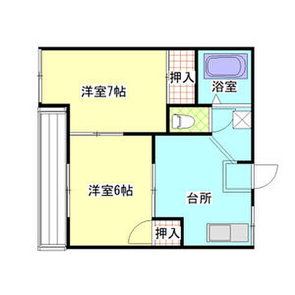 フレンドハイツ 203｜栃木県下都賀郡壬生町至宝3丁目(賃貸アパート2DK・2階・38.00㎡)の写真 その2