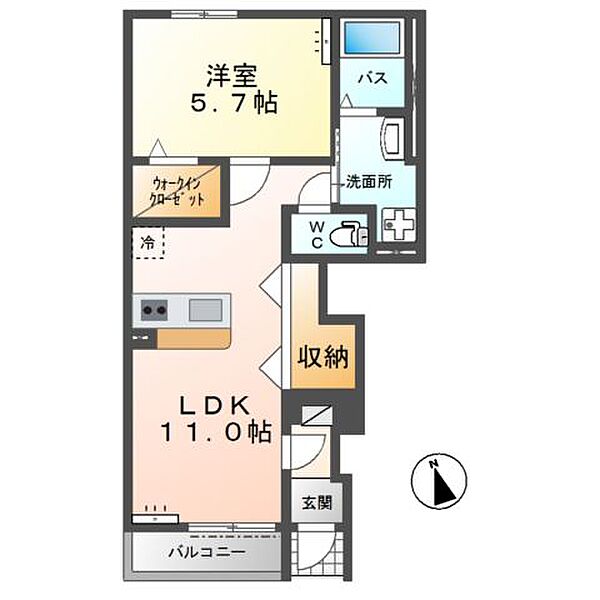 アリウス ｜栃木県佐野市高萩町(賃貸アパート1LDK・1階・43.23㎡)の写真 その4