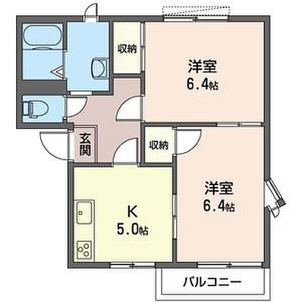 チェリー片柳A 202｜栃木県栃木市片柳町2丁目(賃貸アパート2K・2階・43.54㎡)の写真 その2