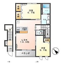 ヴューテラス 201 ｜ 栃木県佐野市高萩町（賃貸アパート2LDK・2階・54.38㎡） その2