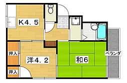 ワールドライフ中田1 2Kの間取図画像