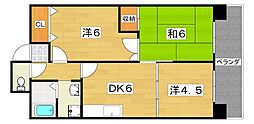 グランヴィラ香里 3DKの間取図画像