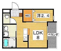 リアフラッツ香里園NORTH 1LDKの間取図画像