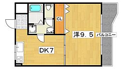 グランドハイツ2号館 1DKの間取図画像