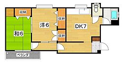 コーポラス喜山荘 2DKの間取図画像
