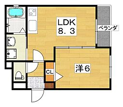スリール萱島東 1LDKの間取図画像