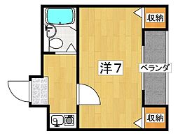 サンシャイン香里P-1 ワンルームの間取図画像