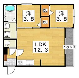 グラン寝屋川 2LDKの間取図画像