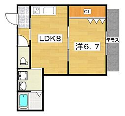 グレートヒルズ六番館 1LDKの間取図画像