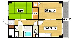 M'プラザ楠根参番館 2DKの間取図画像