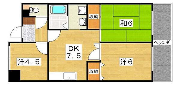 グランドヴィラ香里 ｜大阪府寝屋川市香里北之町(賃貸マンション3DK・8階・55.44㎡)の写真 その2