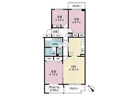 3LDK 間取り