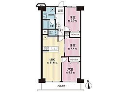 海老名スカイハイツ 3LDKの間取図画像