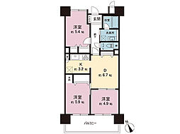 ライオンズマンション橋本台第2 3DKの間取図画像