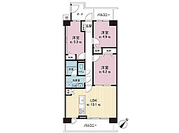 南林間ハイライズ 3LDKの間取図画像