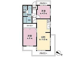 グリーンコーポ南林間2 2LDKの間取図画像