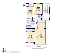 金沢シーサイドタウンなぎさ団地7号棟 3LDKの間取り