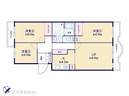磯子レインボー南ハイツ3-5号棟 3LDKの間取図画像