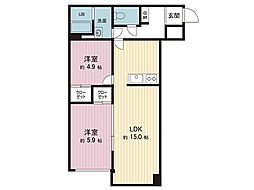 八王子高砂サマリアマンション 2LDKの間取図画像