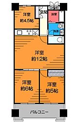 GSハイム第2江坂 3LDKの間取図画像